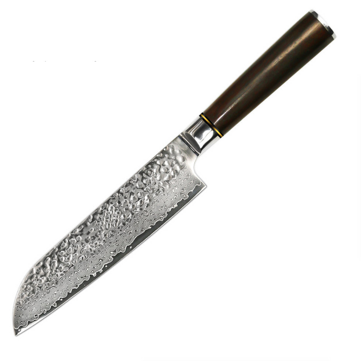 Santoku-cuchillo de chef de acero VG-10 Damasco.