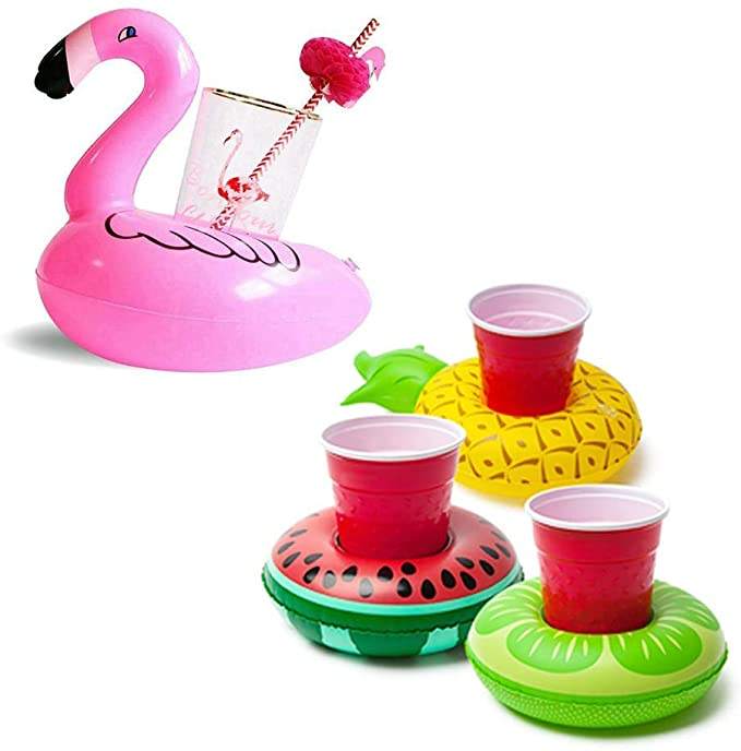 Posavaso flotante inflable de flamenco, para bebidas.