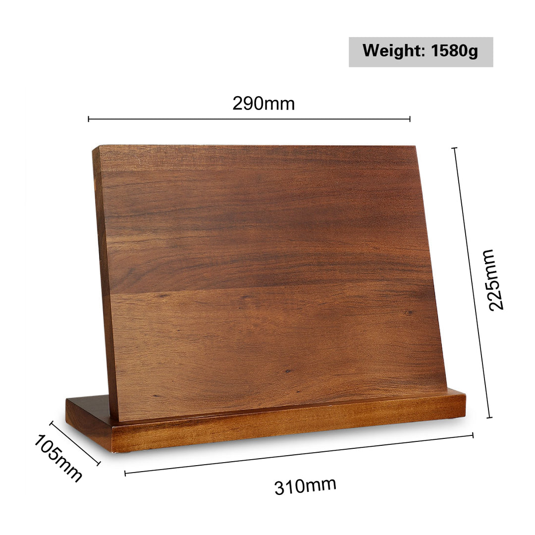 Bloques de madera de acacia naturales magnéticos existentes portacuchillos de cocina.